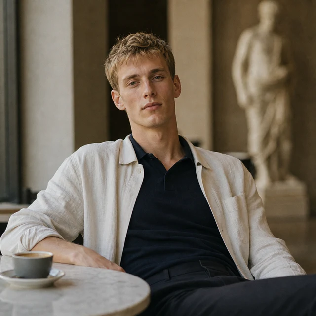 AI generated profile picture of a guy - Quiet Luxury dating photo style